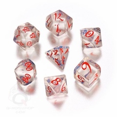 Classic Elven Transparent Blue & Red 7 Dice Set