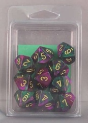 Gemini Green-Purple/gold Set of Ten d10 Dice