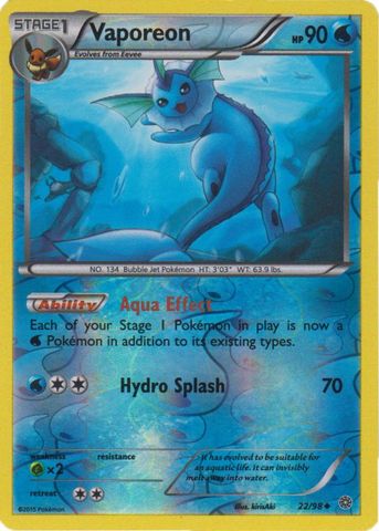 Vaporeon - 22/98 - Uncommon - Reverse Holo