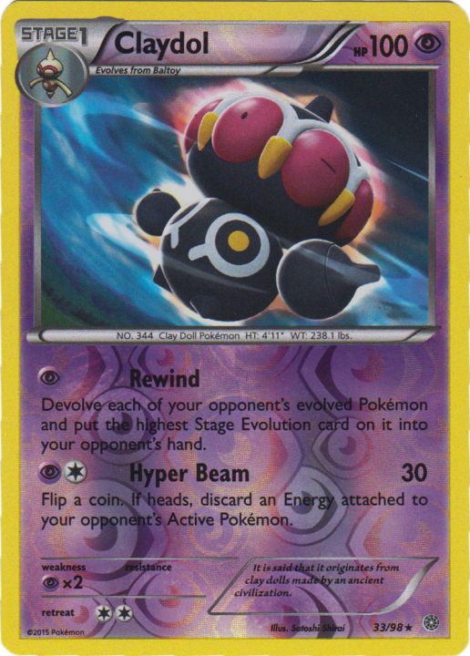 Claydol - 33/98 - Rare - Reverse Holo