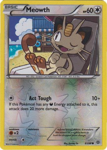 Meowth - 61/98 - Common - Reverse Holo