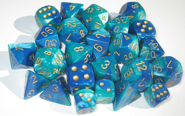 Gemini Blue-Teal/Gold 7 Dice Set CHX26459