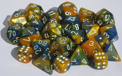 7 Masquerade-Yellow w/white Gemini Polyhedral Dice Set - CHX26460