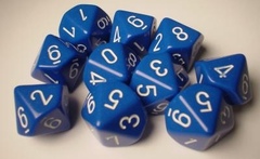 Blue w/white Set of 10 d10 Dice CHX26206