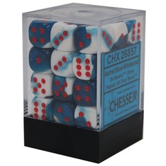 36 D6 Dice Block - 12mm Gemini Astral Blue-White with Red - CHX26857