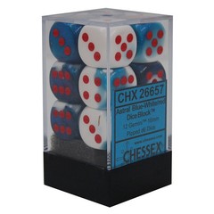 Gemini Astral Blue-White w/Red - 16mm d6 Dice Set (CHX26657)