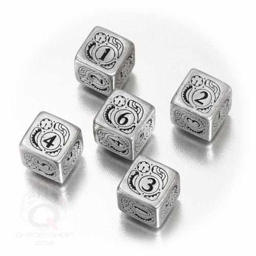 5 D6 Steampunk Metal-black set