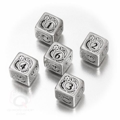 5 D6 Steampunk Metal-black set