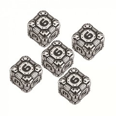 5 D6 Tech Dice Metal-black set