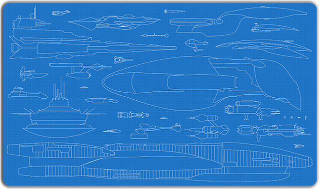 Inked Sci Fi Blueprints Playmat