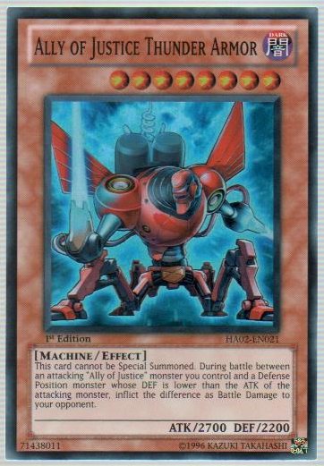 Ally of Justice Thunder Armor - HA02-EN021 - Super Rare - 1ere edition // Hidden Arsenal 2