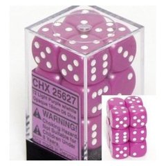 12 Light Purple w/white Opaque 16mm D6 Dice Block - CHX25627