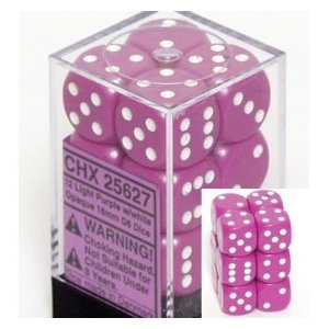 Opaque Light Purple w/White - 16mm Dice Set (CHX25627)