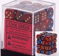 Gemini 12mm Blue-Red w/Gold D6 Dice - CHX25829