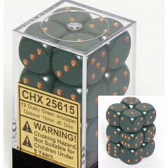 12 Dusty Green w/copper Opaque 16mm D6 Dice Block - CHX25615