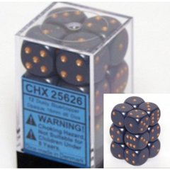 12 Dusty Blue w/copper Opaque 16mm D6 Dice Block - CHX25626