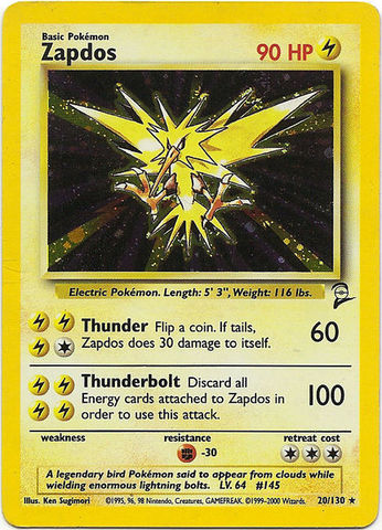 Zapdos - 20/130 - Holo Rare - Unlimited Edition