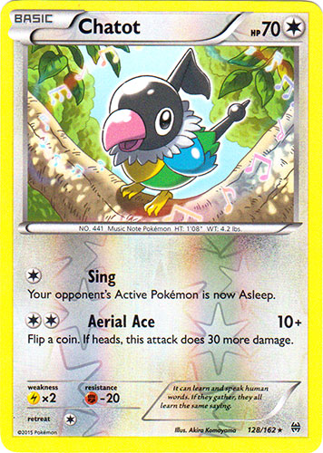 Chatot - 128/162 - Rare - Reverse Holo