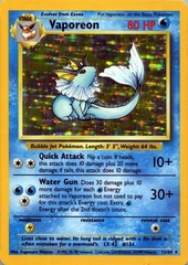 Vaporeon - 12/64 - Holo Rare - Unlimited Edition - Missing Set Symbol