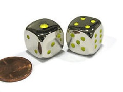 Metal Dice - Green Pips (15mm)