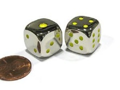 Metal Dice - Yellow Pips (15mm)