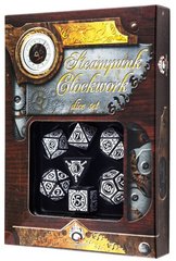 Black-White Steampunk Clockwork Dice Set (7)