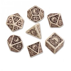 Beige-Brown Steampunk Clockwork Dice Set (7)