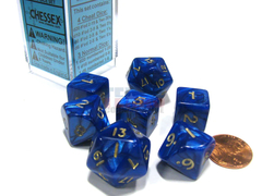 Chessex Blue with Gold 7 Pearlescent Polyhedral Cheat Dice Set (chx 29016)