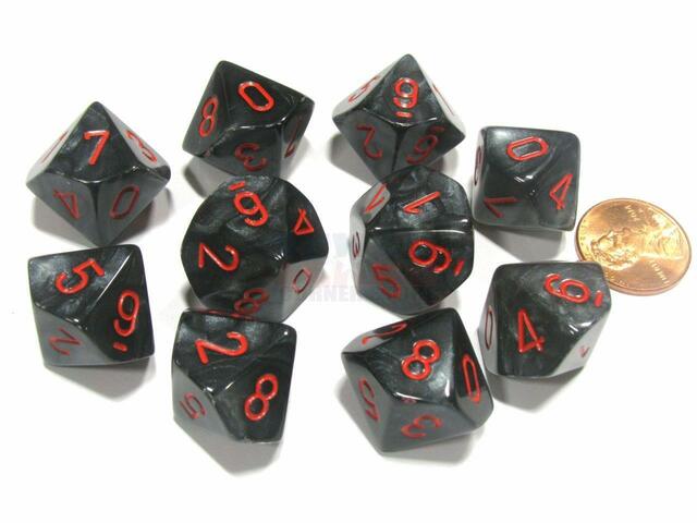 Velvet Black w/Red Set of Ten d10 CHX 27278