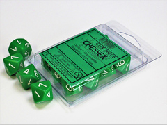 Opaque Green w/White Set of 10 d10 Dice (CHX26205)