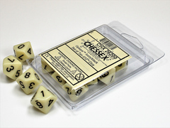 Opaque Ivory with Black - Ten Sided Die d10 Set (10) CHX 26200