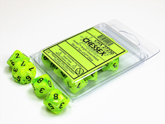 D10s 10-Dice Set CHX27230 - Vortex Bright Green/Black