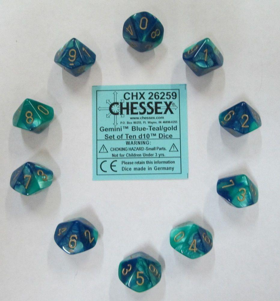 Gemini Blue / Teal with Gold - D10 CHX 26259