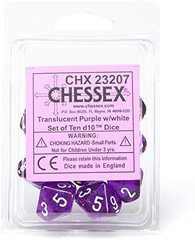 Dice Poly d10 Translucent Purple/White (10) CHX 23207