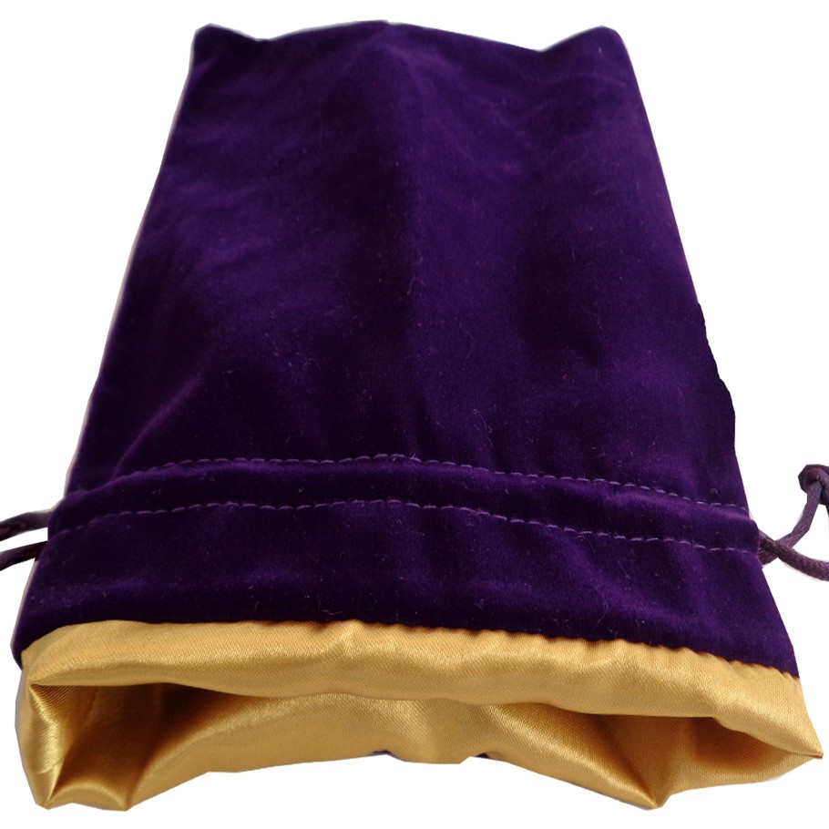 Metallic Dice Games Purple Velvet with Luxury Gold Satin Lining Medium 4x6 dice bag