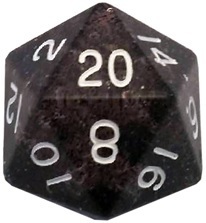 Acrylic Dice 35mm Mega D20 Ethereal Black with White Numbers