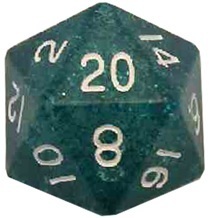 Acrylic Dice 35mm Mega D20 Ethereal Light Blue with White Numbers