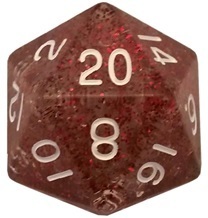 Acrylic Dice 35mm Mega D20 Ethereal Light Purple with White Numbers