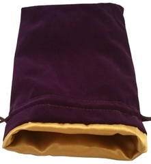 Large Dice Bag Purple Velvet with Gold Satin Lining (6x8 inch)