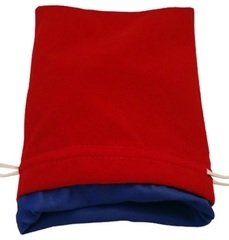 Large Dice Bag Red Velvet with Blue Satin Lining (6x8 inch)