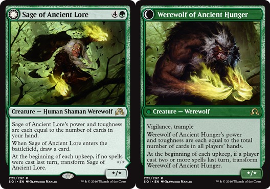 MTG - Sage of Ancient Lore // Werewolf of Ancient Hunger - Shadows Over  Innistra