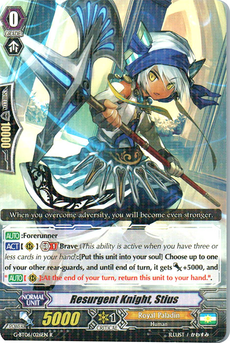 Resurgent Knight, Stius - G-BT06/026EN - R Resurgent Knight, Stius - G-BT06/026EN - R