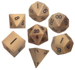 Metallic Dice 16mm Antique Gold Metal Dice Set