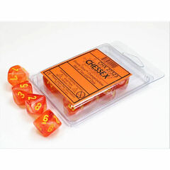 Ghostly Glow Orange and Yellow 10ct D10 Dice Set - CHX27323