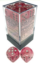 Ghostly Glow Pink and Silver 12ct 16mm D6 Dice Block - CHX27724