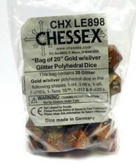 Glitter Gold and Silver Bag of 20 Polyhedral Dice - CHXLE898