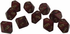 Glitter Ruby and Gold 10ct D10 Dice Set - CHX27304