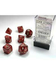 Glitter Ruby and Gold 7ct Polyhedral Dice Set CHX 27504