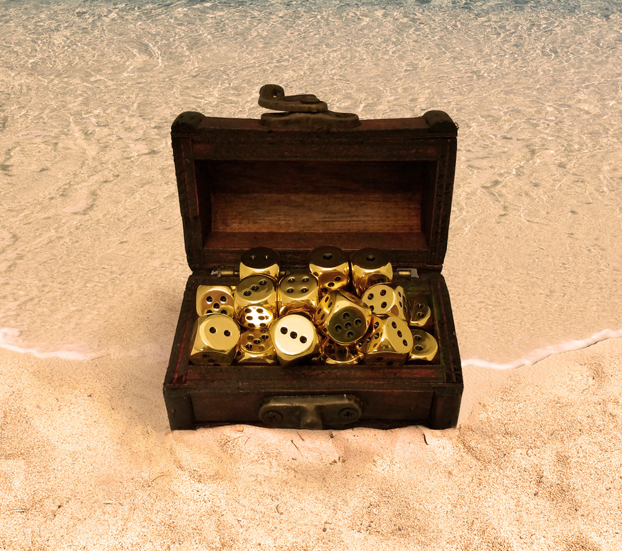 Mini Treasure Chest Dice Set - Gold