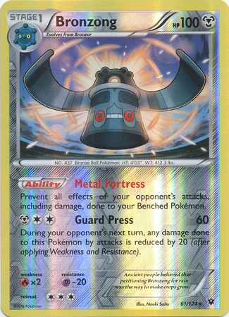 Bronzong - 61/124 - Rare - Reverse Holo